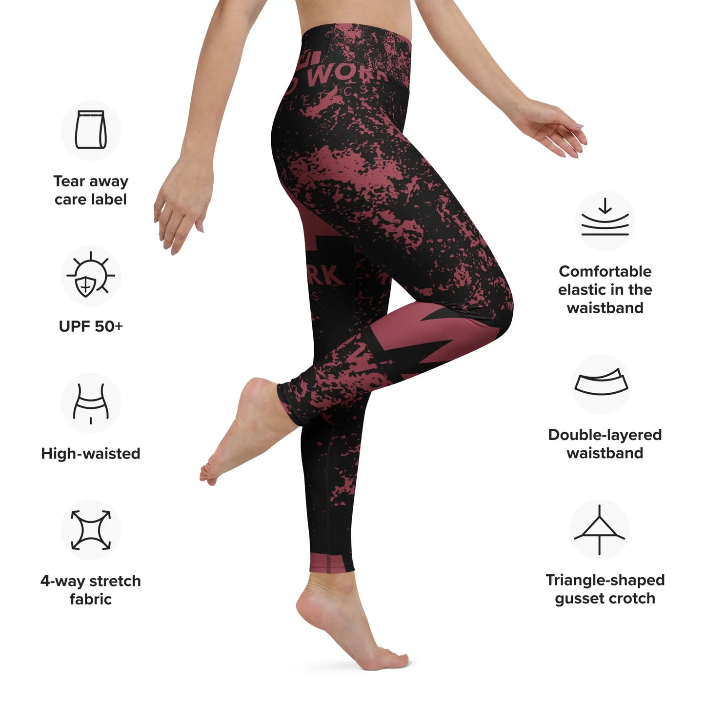 HWA BLACK & MAROON YOGA LEGGINGS