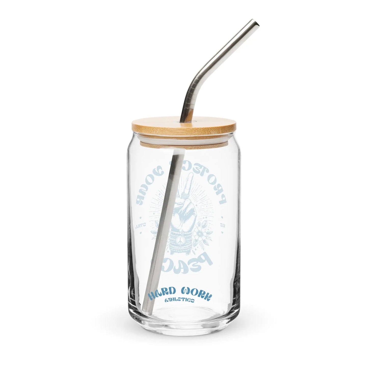 PROTECT YOUR PEACE | CAN SHAPED GLASS WITH LID & STRAW