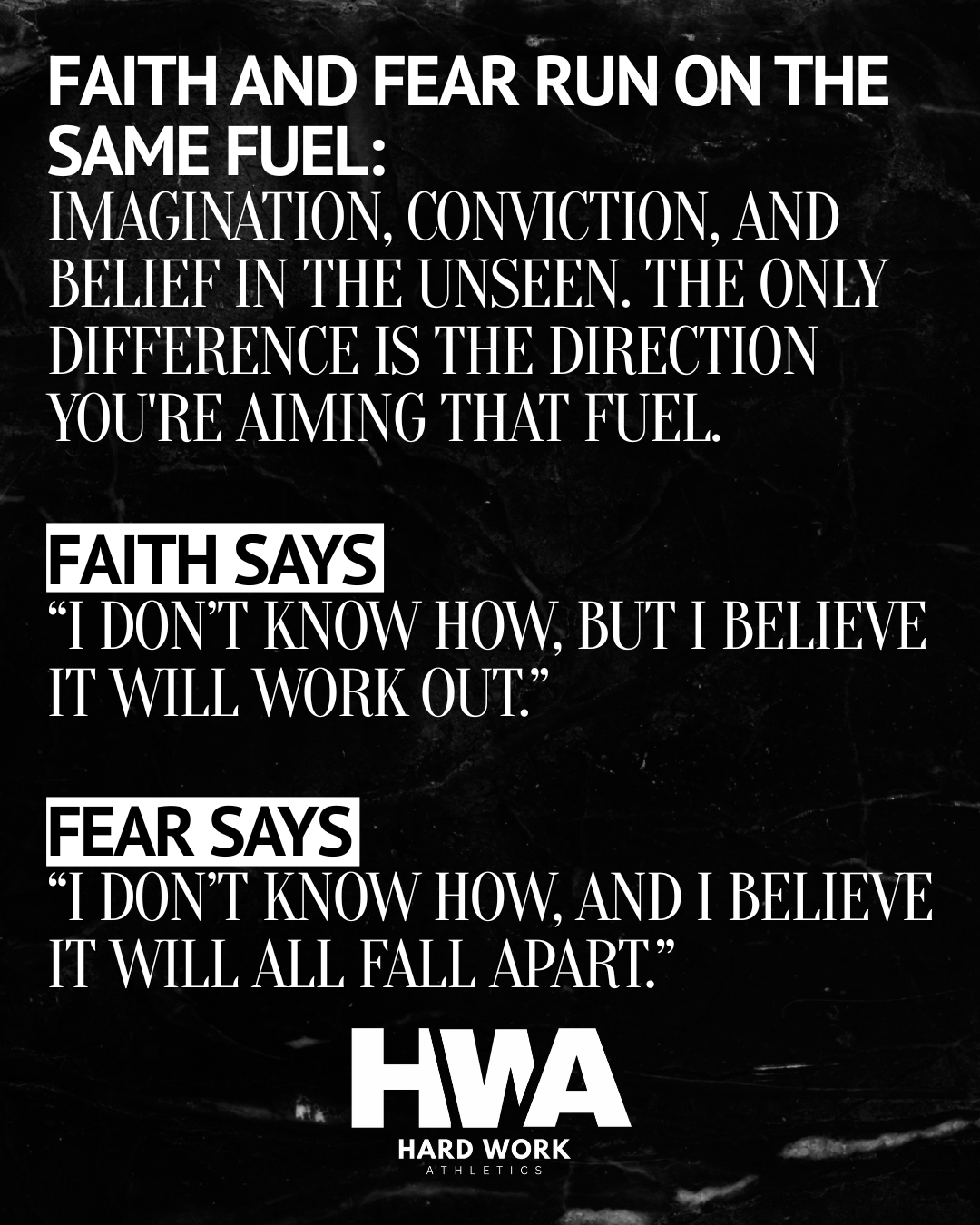 FEAR IS NOTHING BUT CONTAMINATED FAITH