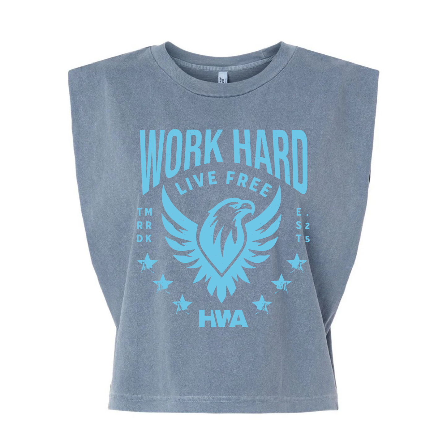 WORK HARD LIVE FREE MUSCLE CROP TEE