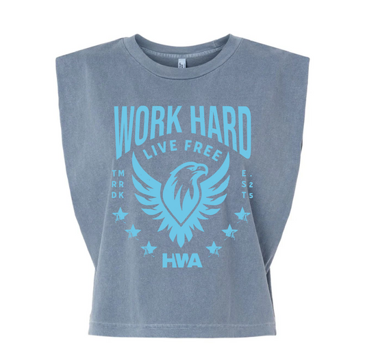 WORK HARD LIVE FREE MUSCLE CROP TEE