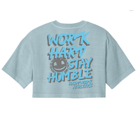 WORK HARD STAY HUMBLE CROP TEE | BLUE