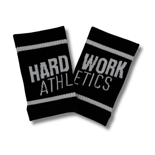 HARD WORK ATHLETICS SWEAT WRISTBANDS (5”) | BLACK
